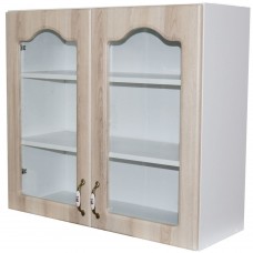 Corp superior vitrina 80 cu 2 usi orizontale Zebra MDF sonoma mustata